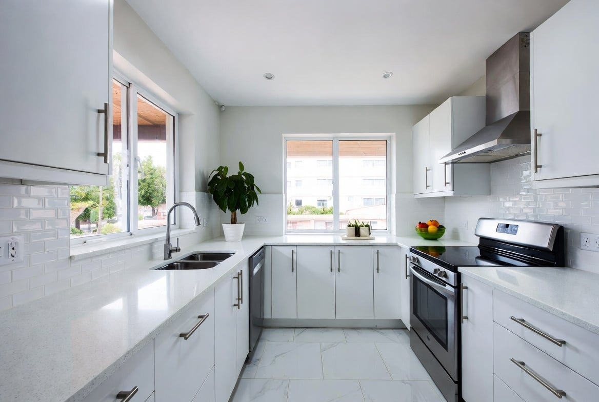 Cocina clara utilizada como referencia de terminaciones interiores